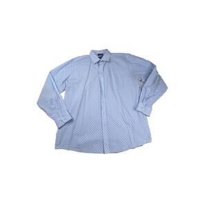 Stafford Button Down Dress Shirt Blue White Men’s Sz. 17.5 Sleeve 36-37 S16